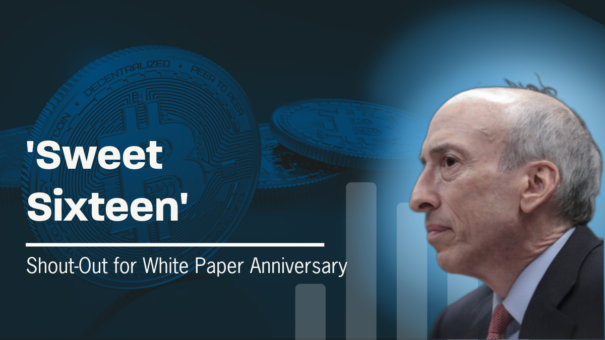 Gary Gensler Gives Bitcoin a ‘Sweet Sixteen’ Shout-Out for White Paper Anniversary